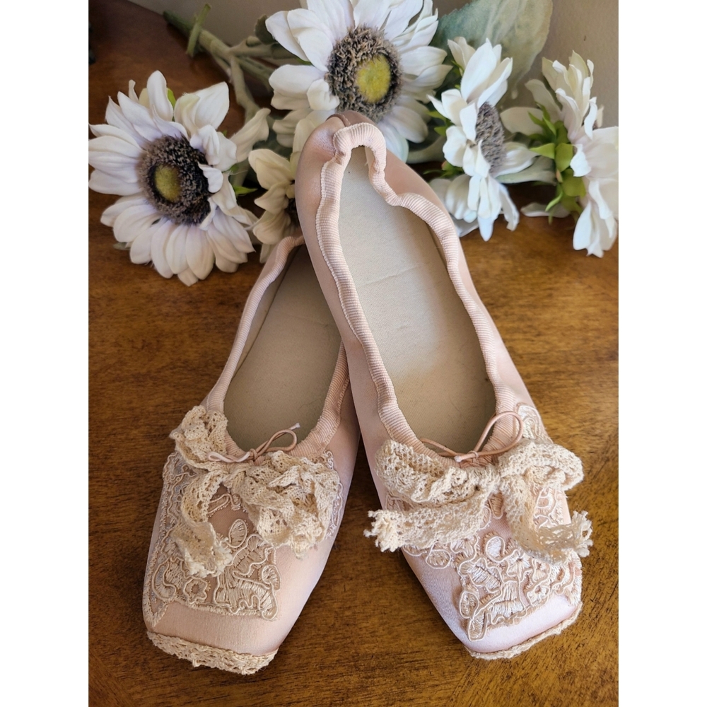 Pink satin ballet flats